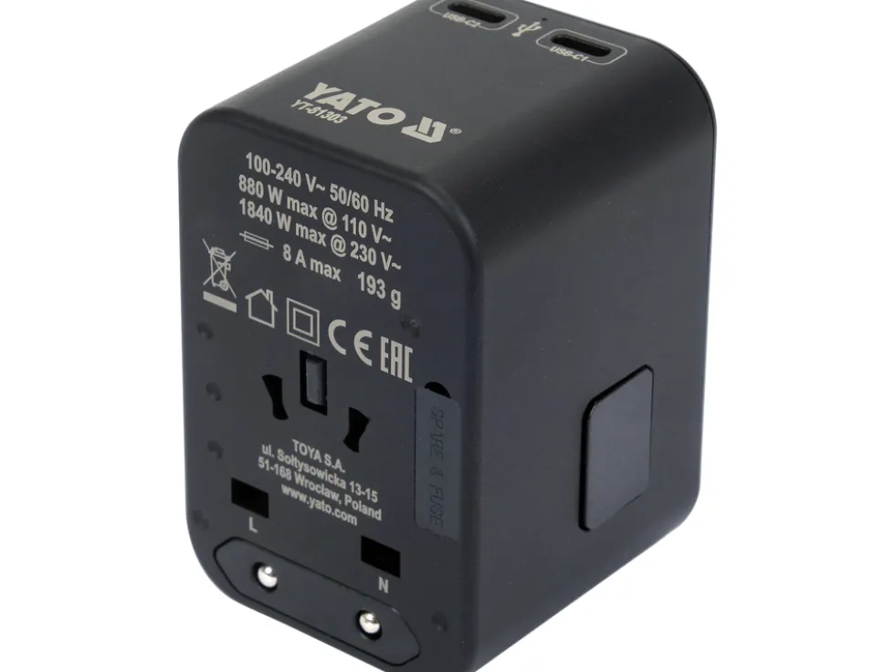 ADAPTER PODRÓŻNY DO PONAD 150 KRAJÓW USB-C PD 65W