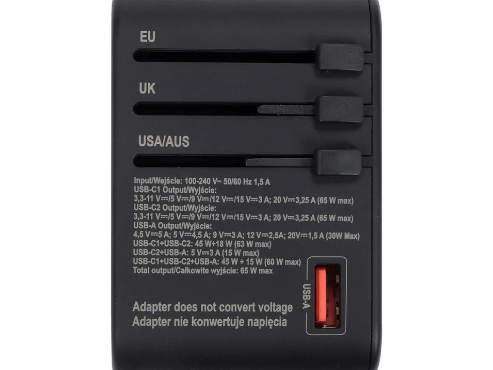 ADAPTER PODRÓŻNY DO PONAD 150 KRAJÓW USB-C PD 65W