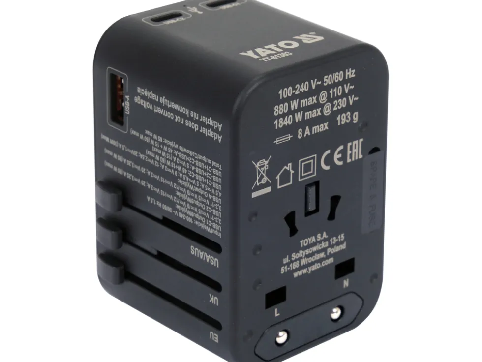 ADAPTER PODRÓŻNY DO PONAD 150 KRAJÓW USB-C PD 65W