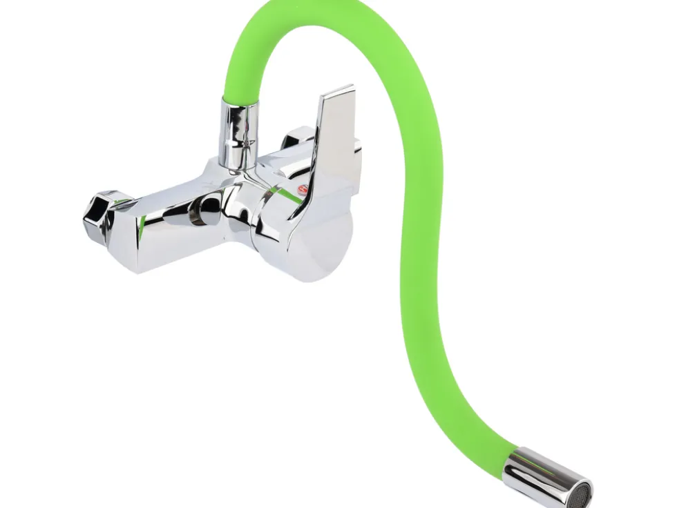 BATERIA ZLEWOZMYWAKOWA ŚCIENNA Z ELASTYCZNĄ WYLEWKĄ FLEXIBLE GREEN