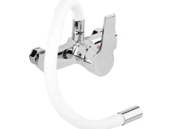 BATERIA ZLEWOZMYWAKOWA ŚCIENNA Z ELASTYCZNĄ WYLEWKĄ FLEXIBLE WHITE