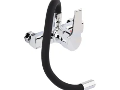 BATERIA ZLEWOZMYWAKOWA ŚCIENNA Z ELASTYCZNĄ WYLEWKĄ FLEXIBLE BLACK