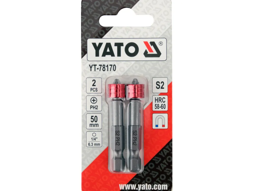 BITY Z OGRANICZNIKIEM I MAGNETYZEREM 1/4"X50 MM PH2 2SZT.