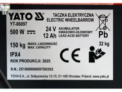 ELEKTRYCZNA TACZKA MOC 500W, ŁADOWNOŚĆ 150KG