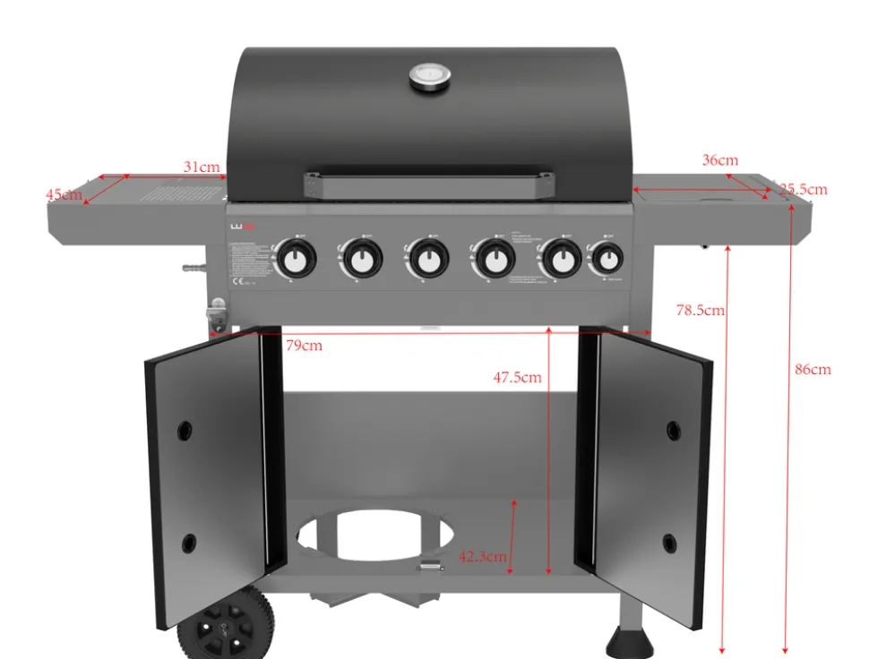 GRILL GAZOWY 5+1 ŻELIW RUSZT, 17,5KW