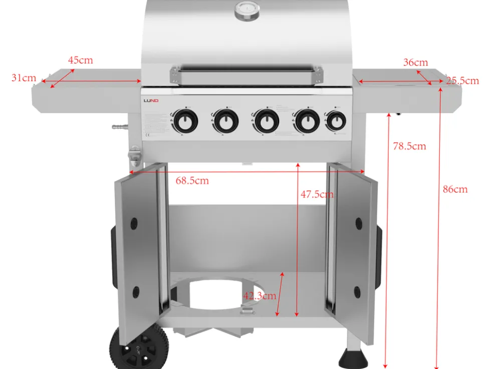GRILL GAZOWY 4+1 ŻELIW RUSZT, 14,5KW