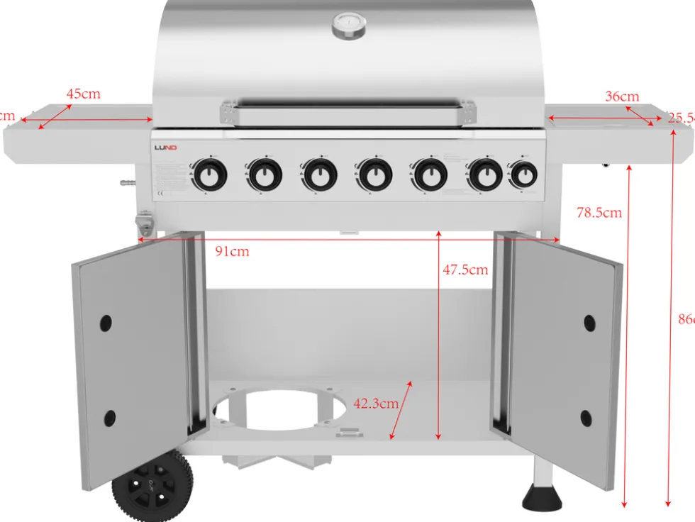 GRILL GAZOWY 6+1 ŻELIW RUSZT, 20,5KW
