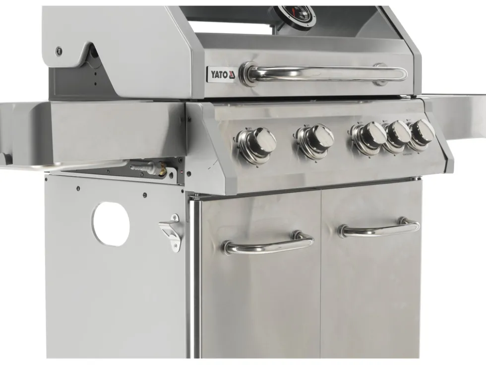 GRILL GAZOWY ITAMI 4+1 STAL NIERDZEWNA 14,2KW, Z SZYBĄ