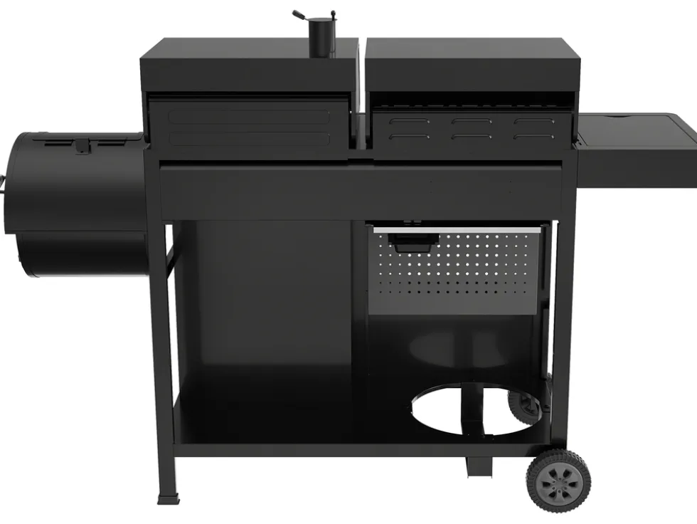 GRILL 4W1, GAZOWY + WĘGLOWY + WĘDZARNIA + PALNIK BOCZNY, 8,5KW