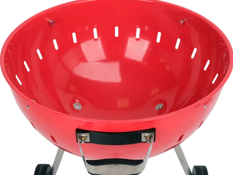 GRILL WĘGLOWY OKRĄGŁY 54CM CZERWONY