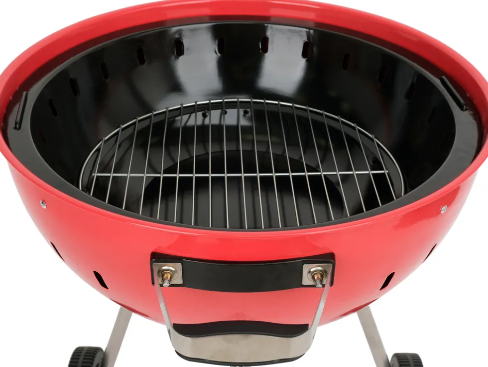 GRILL WĘGLOWY OKRĄGŁY 54CM CZERWONY