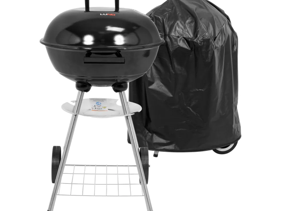GRILL WĘGLOWY OKRĄGŁY Z POKROWCEM, RUSZT 41CM