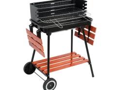 GRILL WĘGLOWY Z PÓŁKAMI, RUSZT 53X33CM
