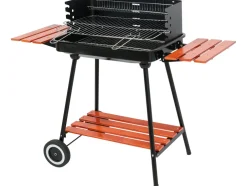 GRILL WĘGLOWY Z PÓŁKAMI, RUSZT 53X33CM