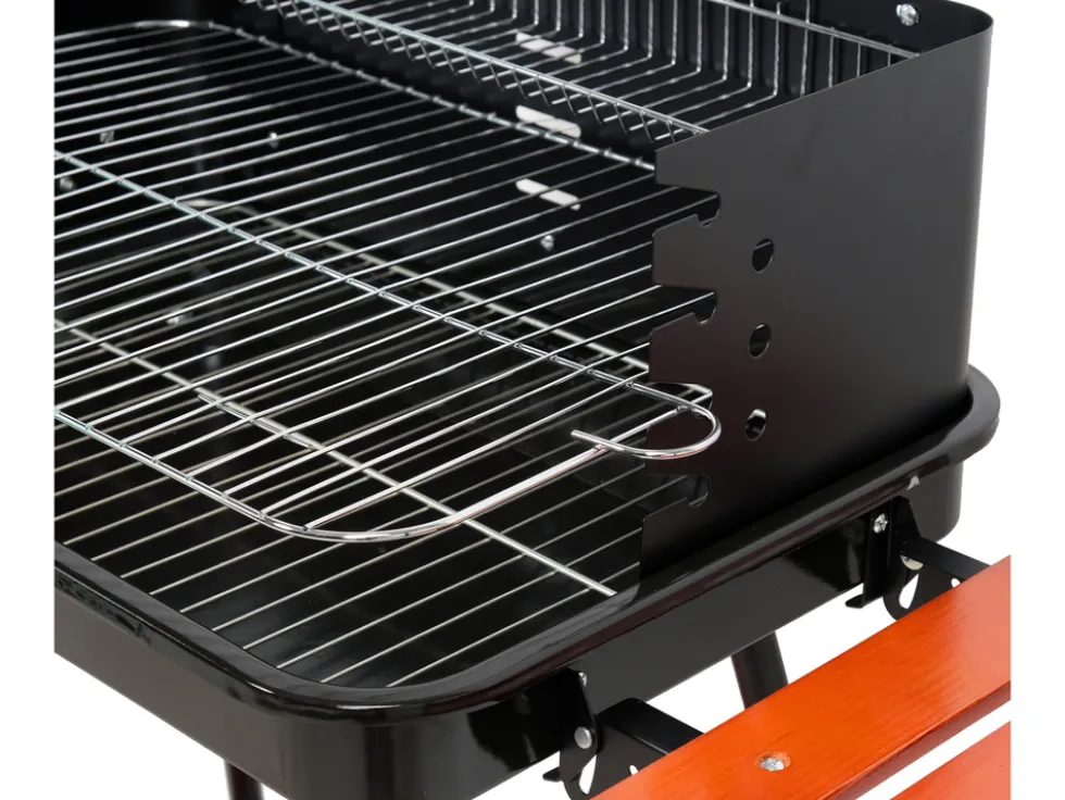 GRILL WĘGLOWY Z PÓŁKAMI, RUSZT 53X33CM