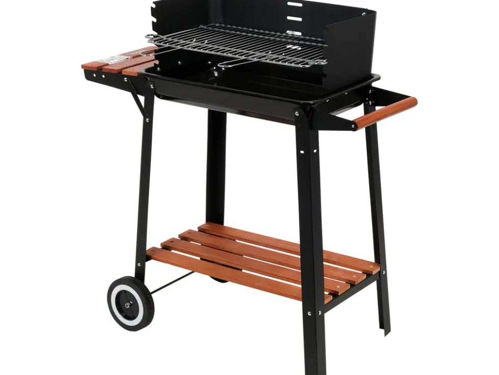 GRILL WĘGLOWY Z PÓŁKĄ BOCZNĄ, RUSZT 48X26.5CM