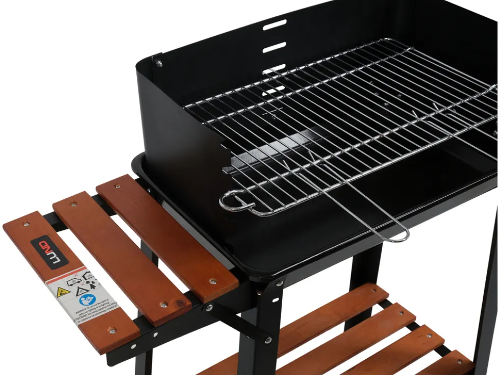 GRILL WĘGLOWY Z PÓŁKĄ BOCZNĄ, RUSZT 48X26.5CM