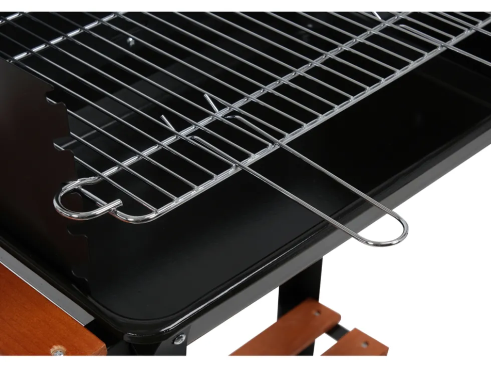GRILL WĘGLOWY Z PÓŁKĄ BOCZNĄ, RUSZT 48X26.5CM