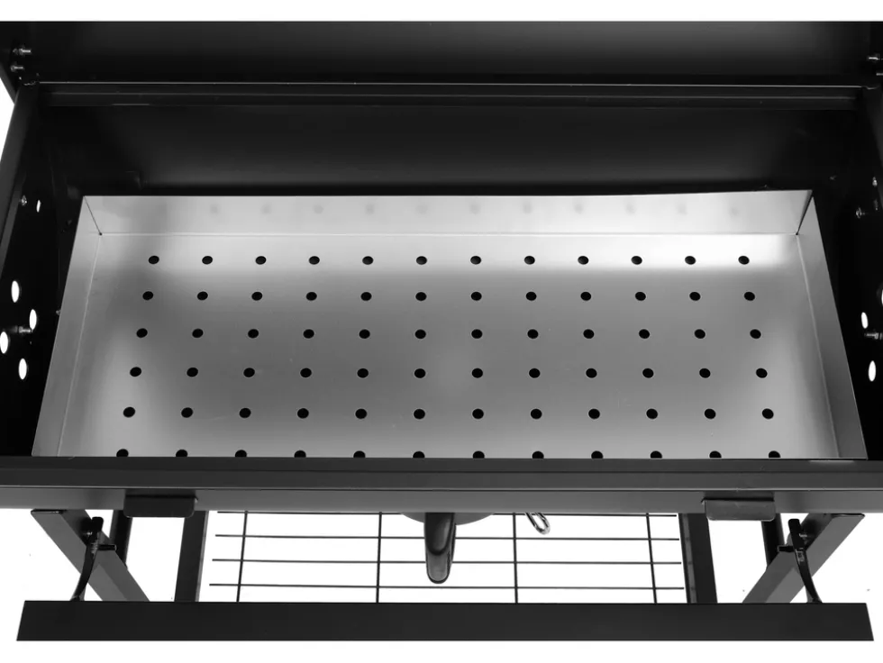 GRILL WĘGLOWY Z POKRYWĄ, RUSZT 71X35CM