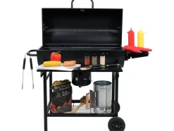 GRILL WĘGLOWY Z POKRYWĄ, RUSZT 71X35CM