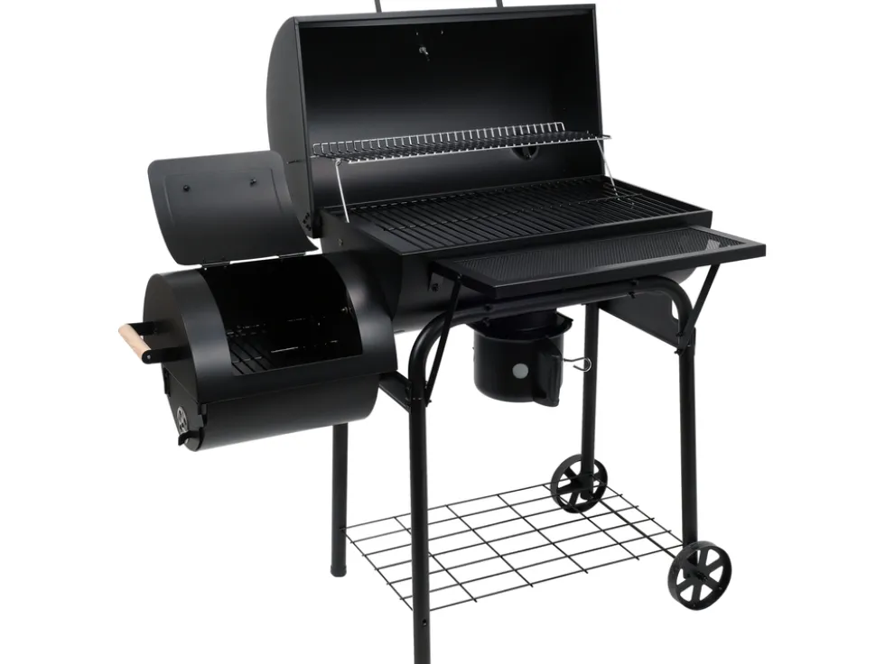 GRILL WĘGLOWY Z WĘDZARNIĄ XXL, RUSZT 64X37CM