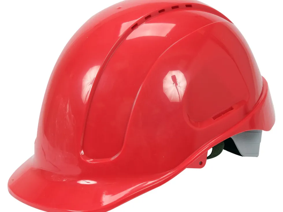 KASK OCHRONNY CZERWONY WYSOKI KOMFORT SZYBKA REGULACJA ABS