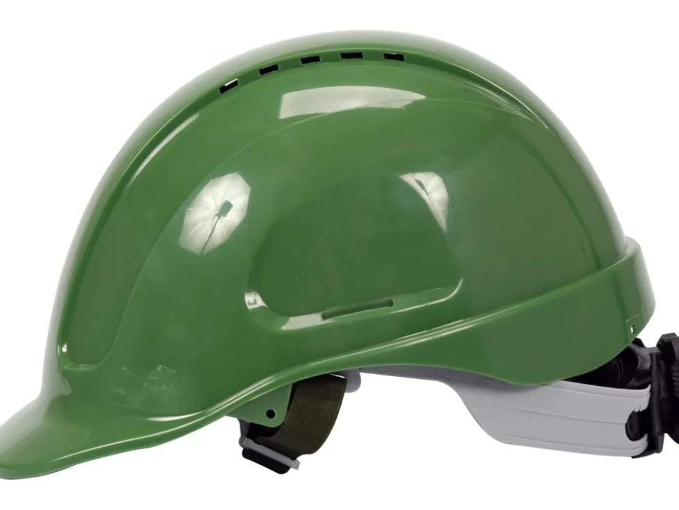 KASK OCHRONNY ZIELONY WYSOKI KOMFORT SZYBKA REGULACJA ABS