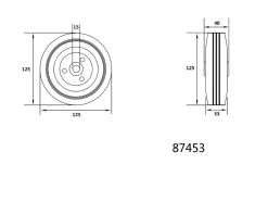 KÓŁKO ŁOŻYSKOWANE Z CZARNĄ GUMĄ 125MM