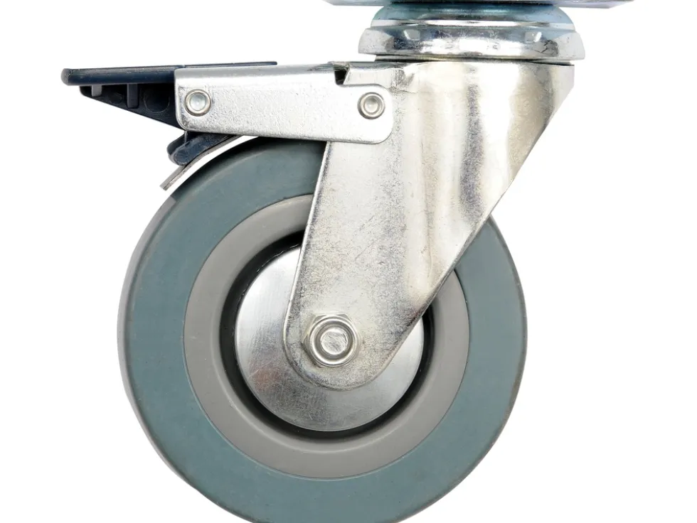 KÓŁKO SKRĘTNE 125MM Z SZARĄ GUMĄ I HAMULCEM