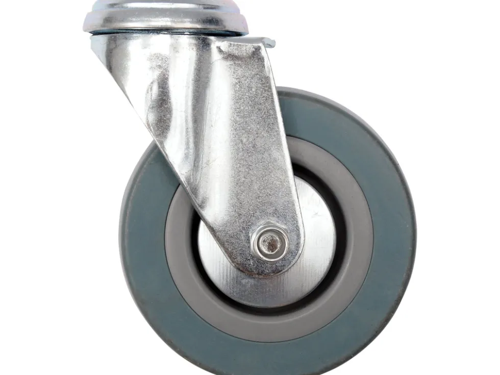 KÓŁKO SKRĘTNE 125MM Z SZARĄ GUMĄ I OTWOREM MOCUJĄCYM