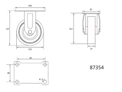 KÓŁKO STAŁE Z SZARĄ GUMĄ 125MM