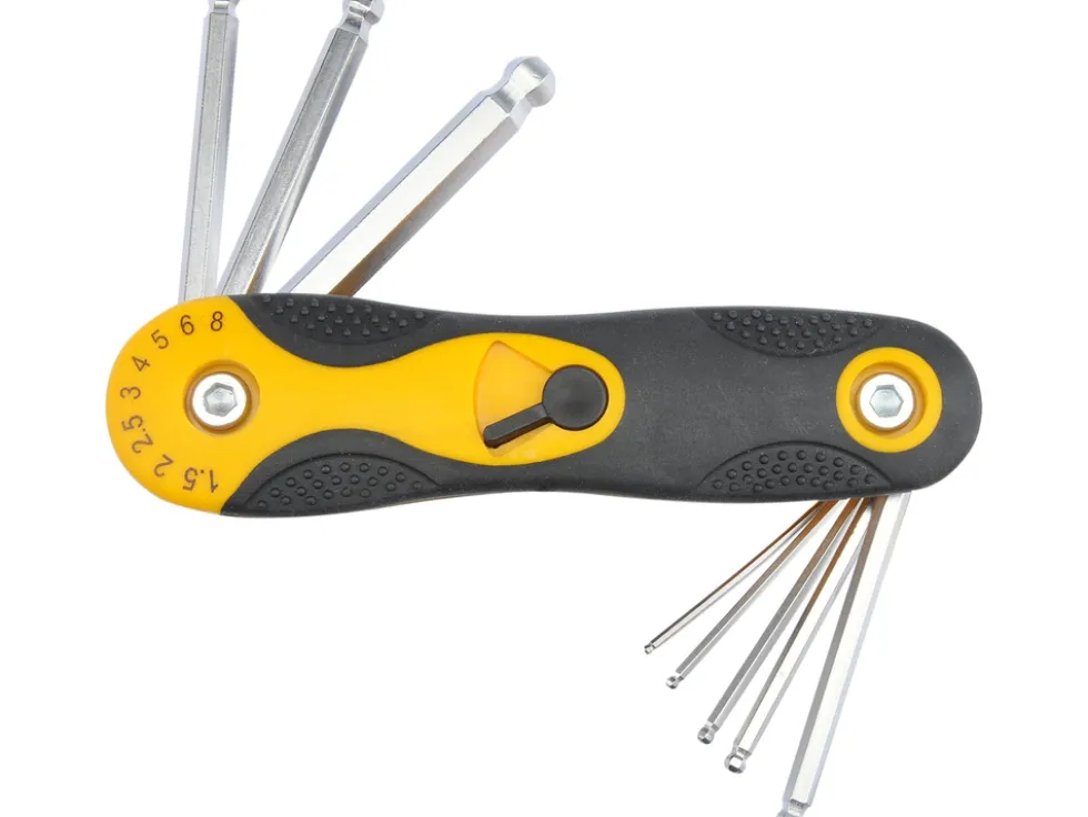 KLUCZE HEX 1,5-8 MM, KOŃCÓWKI KULISTE, CR-V, ZESTAW 8 SZT.
