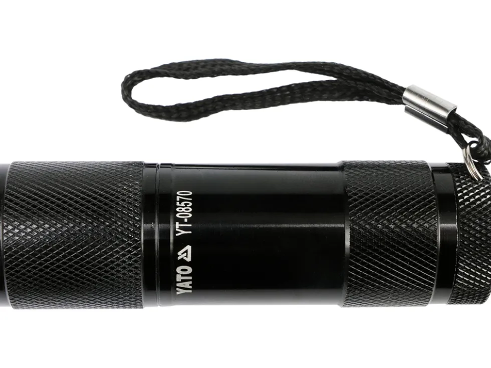 LATARKA ALUMINIOWA, 9 LED, CZARNA
