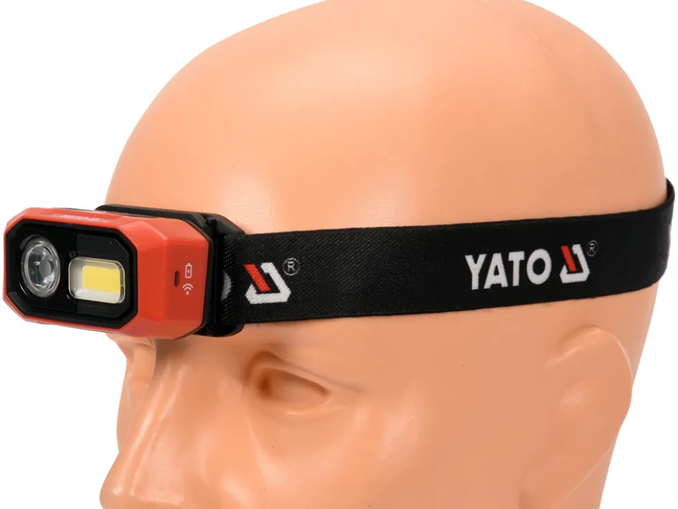LATARKA CZOŁOWA 480LM AKU, CZUJNIK RUCHU, LI-ION 3,7V 1400MAH, IP54, PŁYNNA REGULACJA ŚWIATŁA