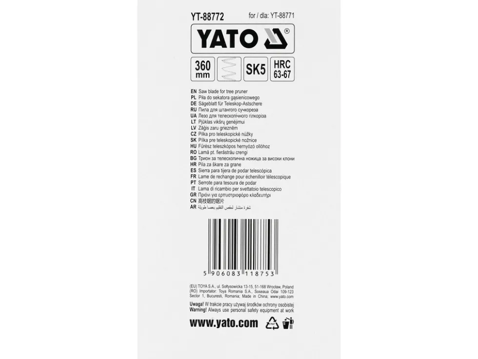 PIŁA OGRODNICZA DO SEKATORA GĄSIENICOWEGO Z PIŁĄ YATO YT-88771