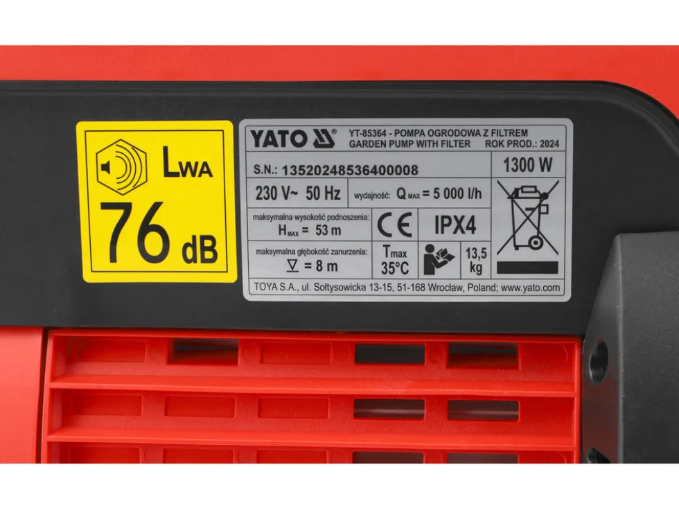 POMPA OGRODOWA 1300W Z FILTREM I MANOMETREM