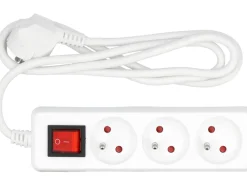 PRZEDŁUŻACZ ELEKTRYCZNY, BIAŁY, 3 GNIAZDA Z UZIEMIENIEM, 1,5M Z WYŁĄCZNIKIEM.