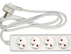 PRZEDŁUŻACZ ELEKTRYCZNY, BIAŁY, 4 GNIAZDA Z UZIEMIENIEM, 1,5 M