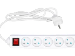 PRZEDŁUŻACZ ELEKTRYCZNY,BIAŁY, 5 GNIAZD Z UZIEMIENIEM, 1,5M Z WYŁĄCZNIKIEM