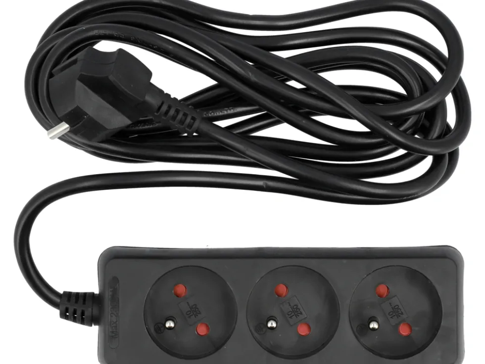 PRZEDŁUŻACZ ELEKTRYCZNY, CZARNY, 3 GNIAZDA Z UZIEMIENIEM, 3M