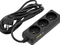 PRZEDŁUŻACZ ELEKTRYCZNY, CZARNY, 3 GNIAZDA Z UZIEMIENIEM, 3M