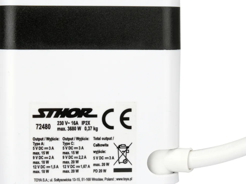 PRZEDŁUŻACZ KOSTKA Z USB 3 GNIAZDA Z/U 1,5M
