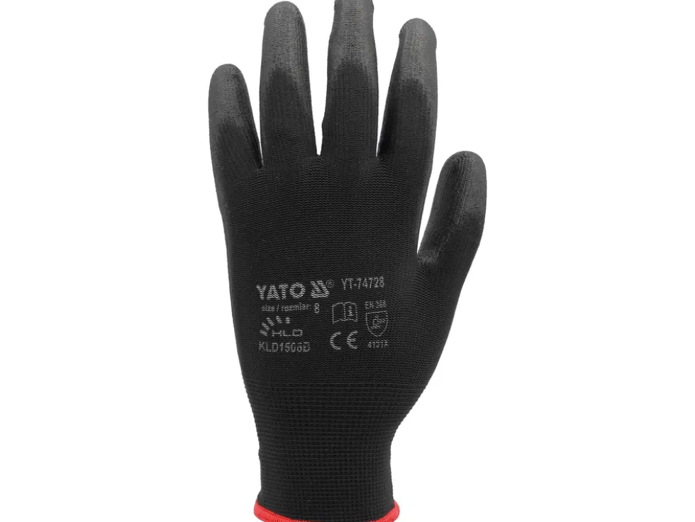 RĘKAWICE OCHRONNE NYLONOWE POWLEKANE PU ROZMIAR 8