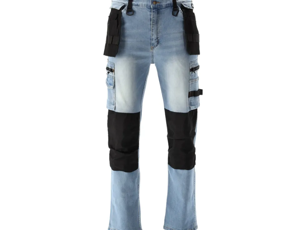 SPODNIE ROBOCZE MONTERSKIE STRETCH JEANS LIGHT BLUE ROZM. L/XL