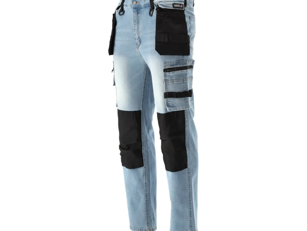 SPODNIE ROBOCZE MONTERSKIE STRETCH JEANS LIGHT BLUE ROZM. L/XL