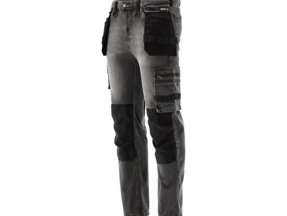 SPODNIE ROBOCZE MONTERSKIE STRETCH JEANS STEEL GREY ROZM. 2XL