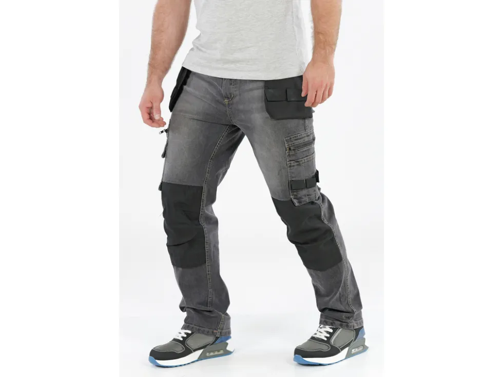SPODNIE ROBOCZE MONTERSKIE STRETCH JEANS STEEL GREY ROZM. 2XL