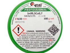 SPOIWO, DRUT LUTOWNICZY BEZOŁOWIOWY Z TOPNIKIEM NA SZPULI 0,5MM, 100G, SN99,3CU0,7