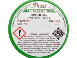 SPOIWO, DRUT LUTOWNICZY BEZOŁOWIOWY Z TOPNIKIEM NA SZPULI 1,0MM, 100G, SN99,3CU0,7