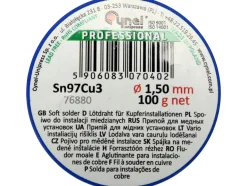 SPOIWO, DRUT LUTOWNICZY DO INSTALACJI MIEDZIANYCH NA SZPULI 1,5MM, 100G, SN97CU3